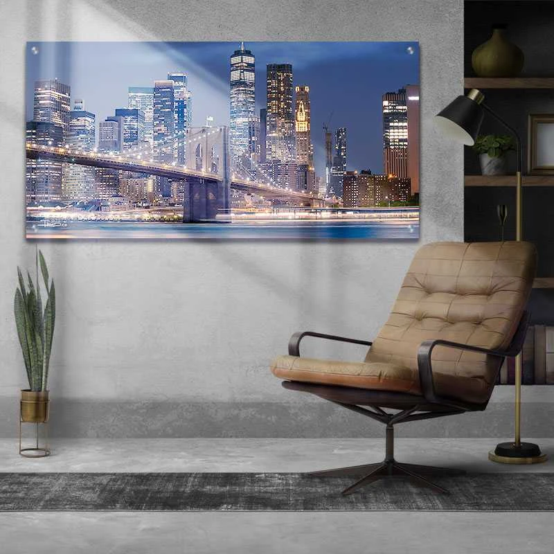 תמונת ניו יורק על זכוכית למשרד ניו יורק XVII הדפסה על זכוכית ערים - דגם alvtm46p2723