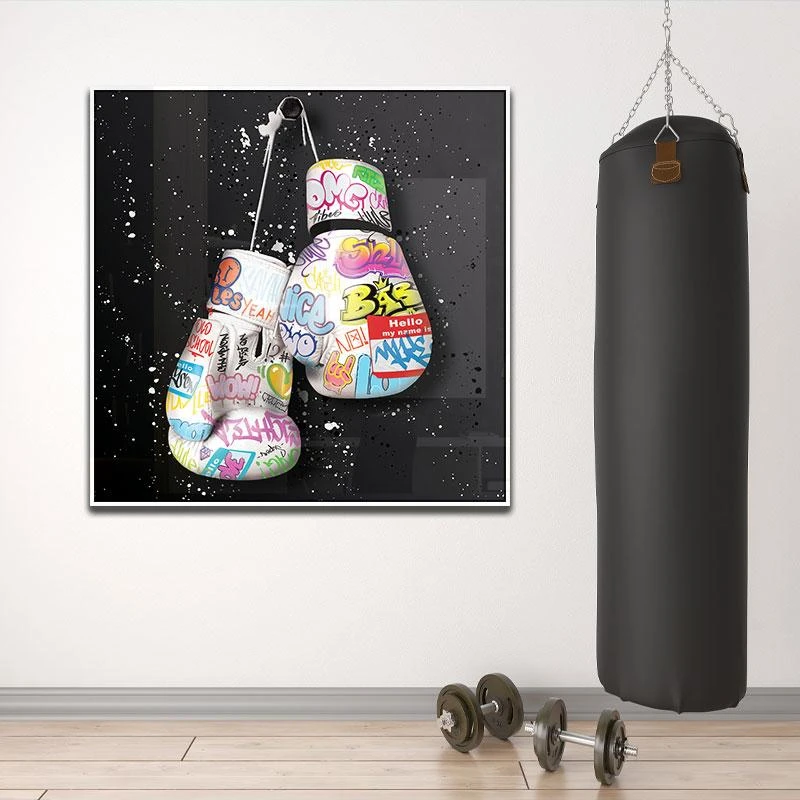 תמונת מוטיבציה למתאגרפים "כפפות הברזל" תמונת קנבס או זכוכית לתלייה במכוני אגרוף או בחדר שינה דגם 134982