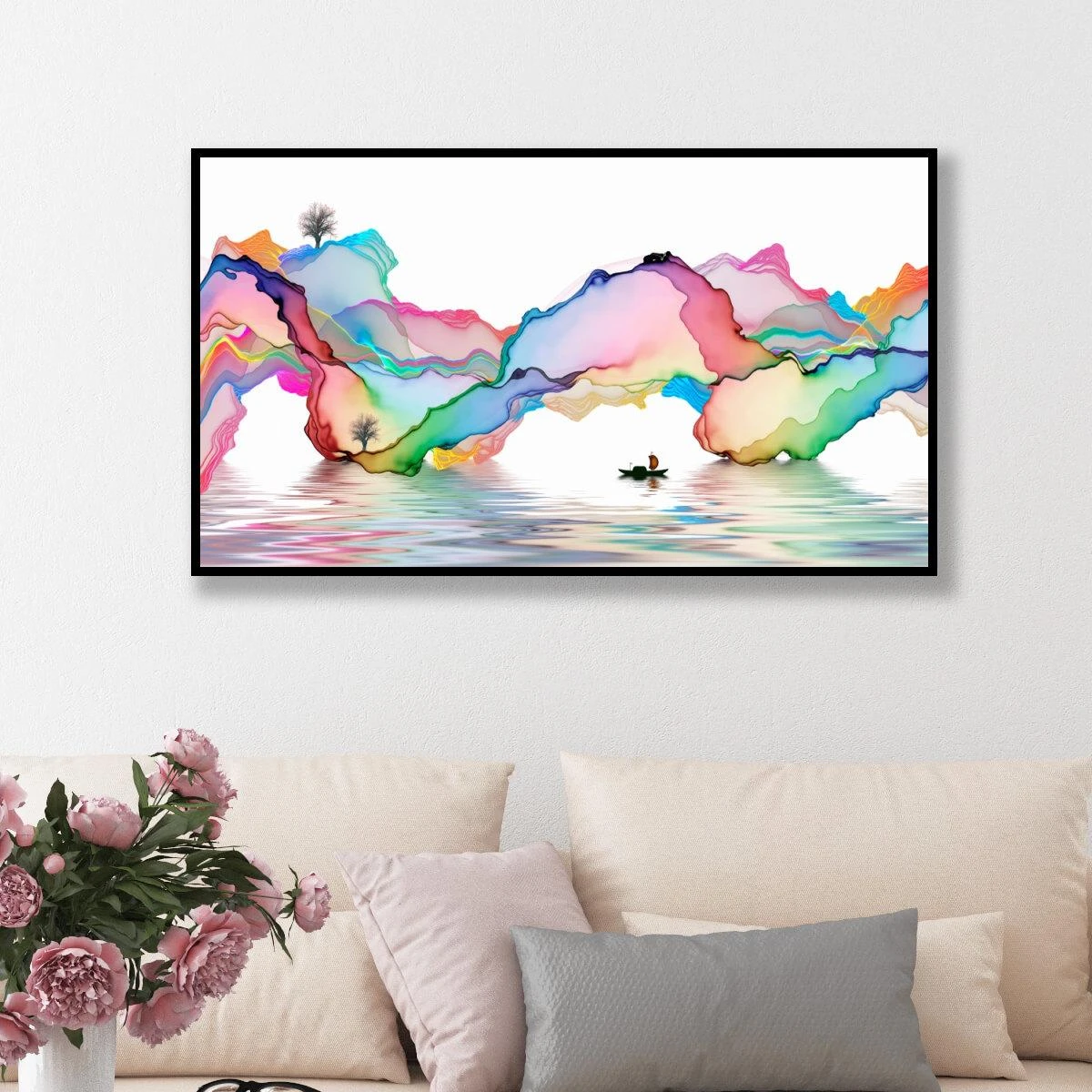 סוריאליזם בטבע הצבעוני - תמונה צבעונית מגניבה של ים סוריאליסטי לקליניקה או לפינת אוכל דגם 3728459