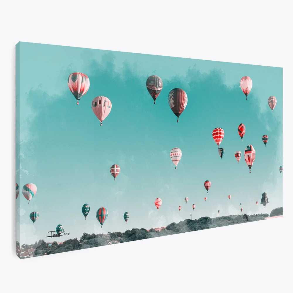 תמונ קנבס צבעונית לחדר שינה בלון אוויר חם ix ציור בסגנון טבע ונופים - דגם 135731