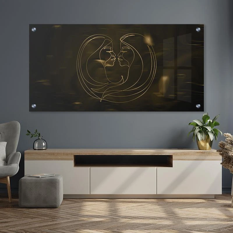 תמונת קו תמונת זכוכית לרוחב - מה זו אהבה לתלייה בחדר שינה או סלון דגם 135337