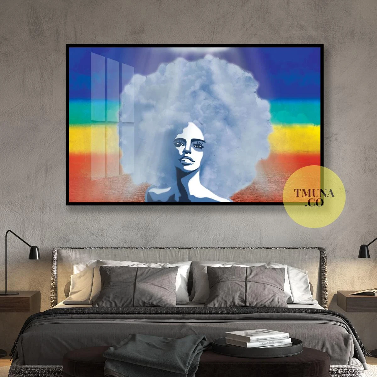 מארלי - תמונת הדפס מגניבה עם אלמנטים של נוף ועננים לחדר שינה לסטודיו או לבר שתייה דגם 134941