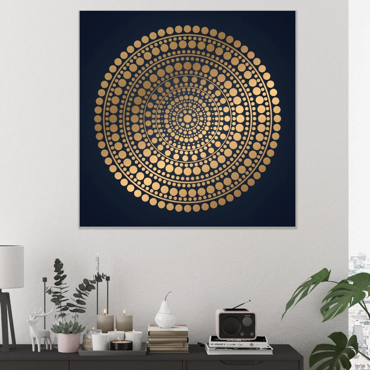 מנדלה נקודות זהב - תמונות מודרניות של מנדלה לסלון או למשרד דגם 3728284