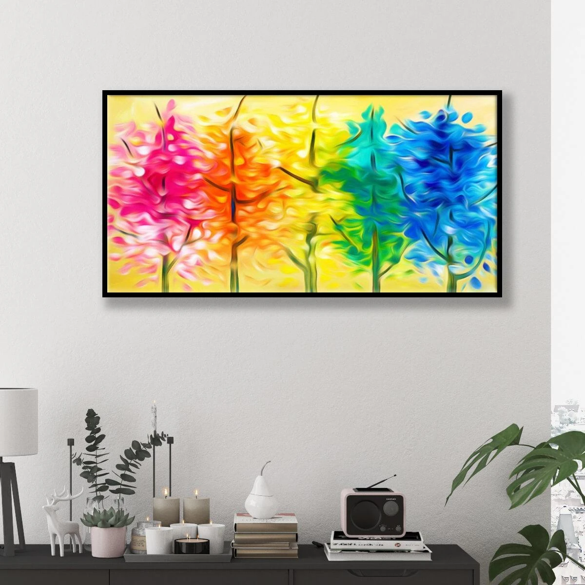 תמונה צבעונית של עצים תמונה מושלמת לסלון מודרני משרדים מעוצבים או לפינת אוכל דגם 3728442