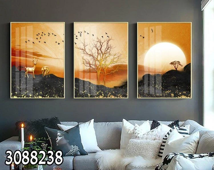 סט תמונות של נוף סוריאליסטי על קנבס לסלון דגם 3088238