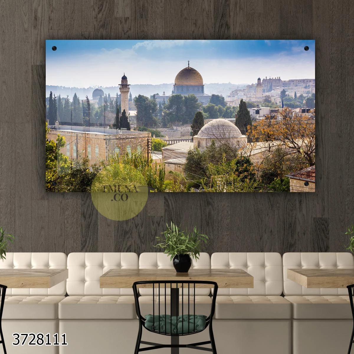 הר הבית - תמונה מדהימה של ירושלים מזכוכית לפינת אוכל או משרד דגם 3728111