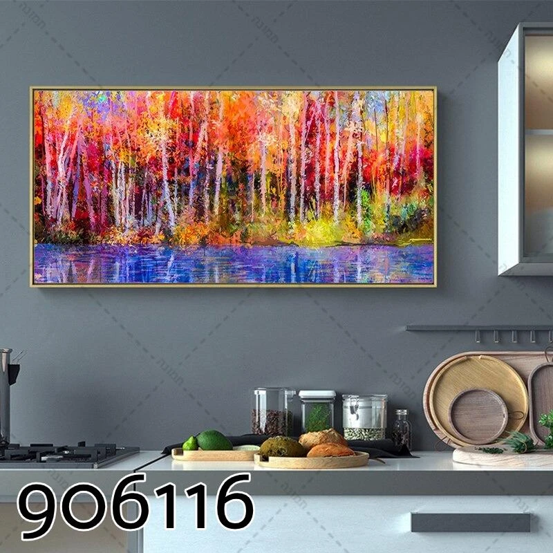 ציורים על קנבס | Colored Trees - לתלייה בפינת אוכל במטבח דגם 906116