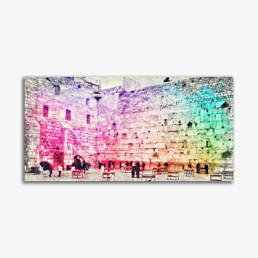 תמונת ירושלים לפינת אוכל כותל רקע בהיר הדפסה על קנבס דת ויהדות - דגם alvtm46p2655