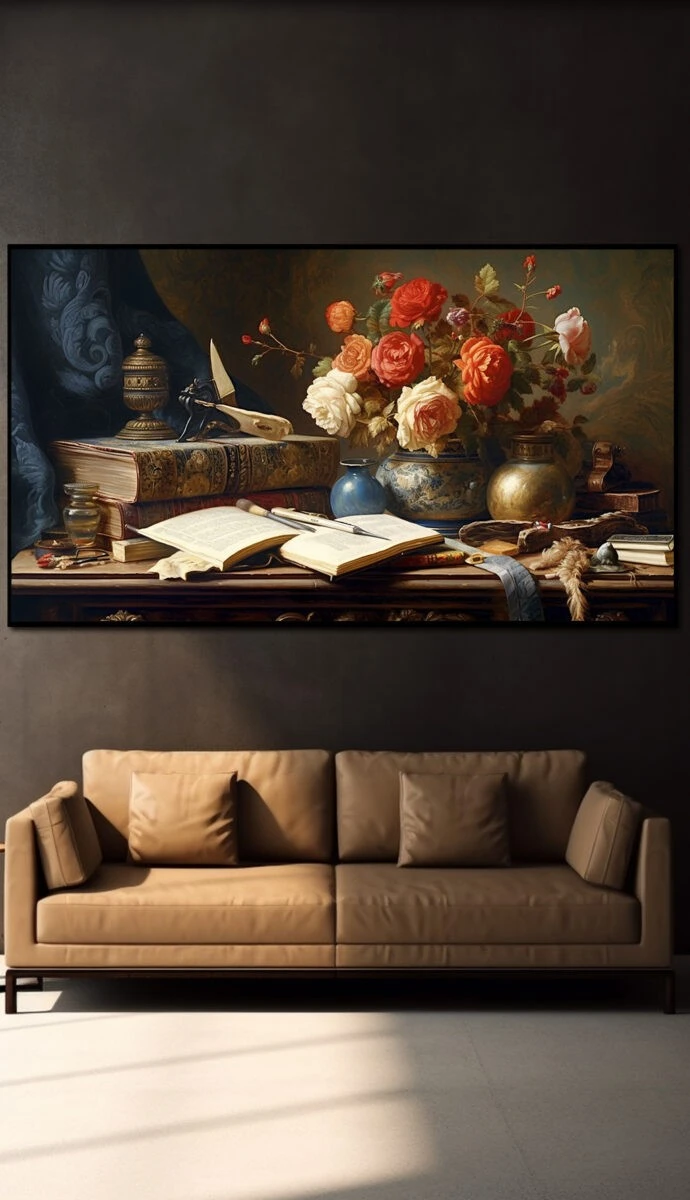 תמונת זכוכית לפינת אוכל פרחים אדומים הדפסת ציור על זכוכית ציורים - דגם 32482203