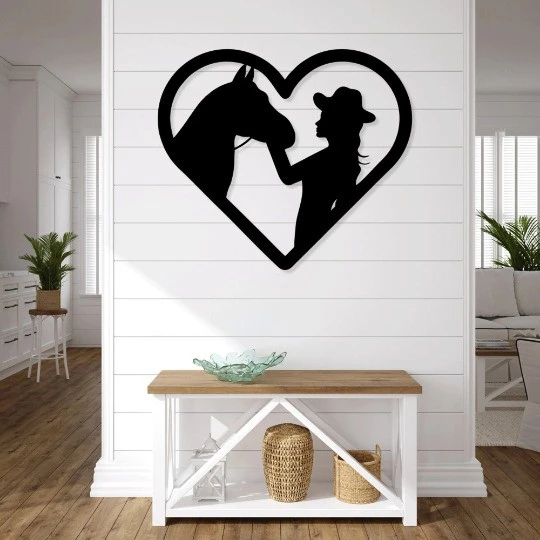 תמונות מתכת סוס ואדם בעלי חיים, זוגיות ורומנ', דמויות ואנשים דגם DS062430