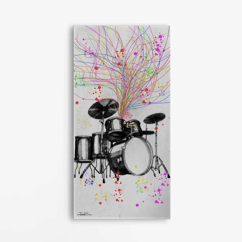 תמונה לאורך לחדר שינה ציור תופים ציור בסגנון מוסיקה - דגם alvtm46p2456