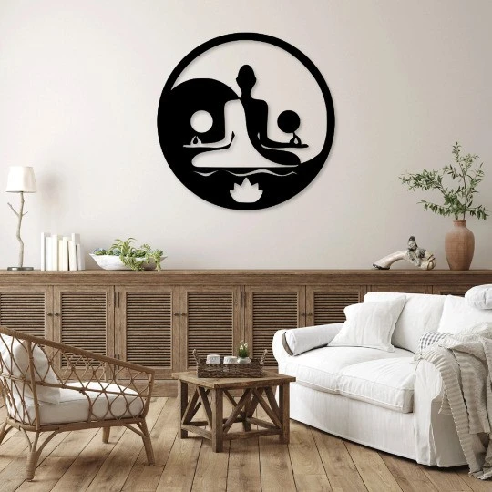 תמונות מתכת אישה יושבת יוגה דגם DS062413