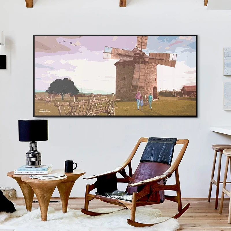 תמונה אופקית כפרית כפר לקליניקה תמונת קנבס רטרו - דגם 135421