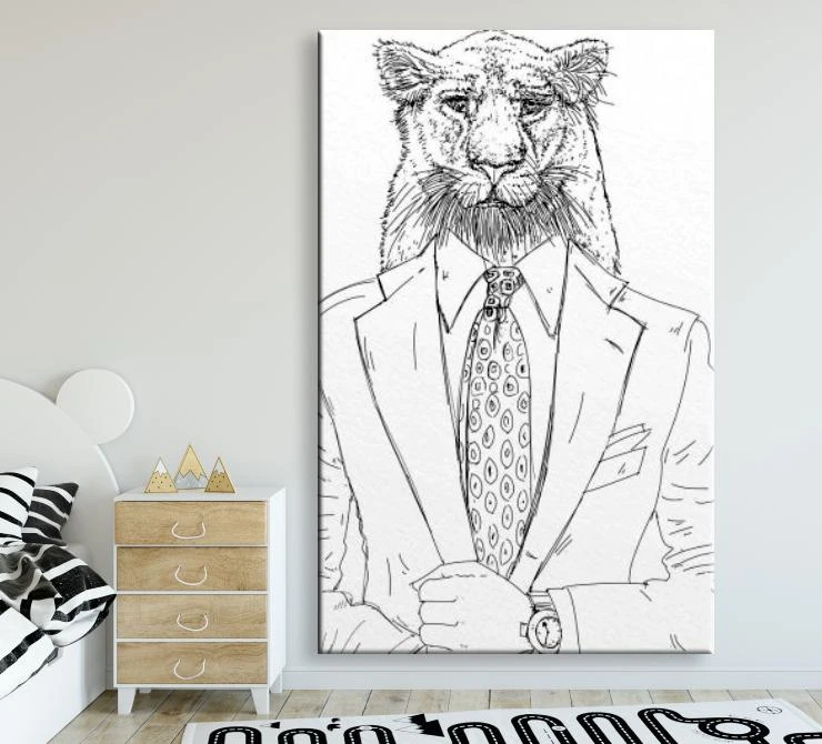 קנבס גבר ואריה