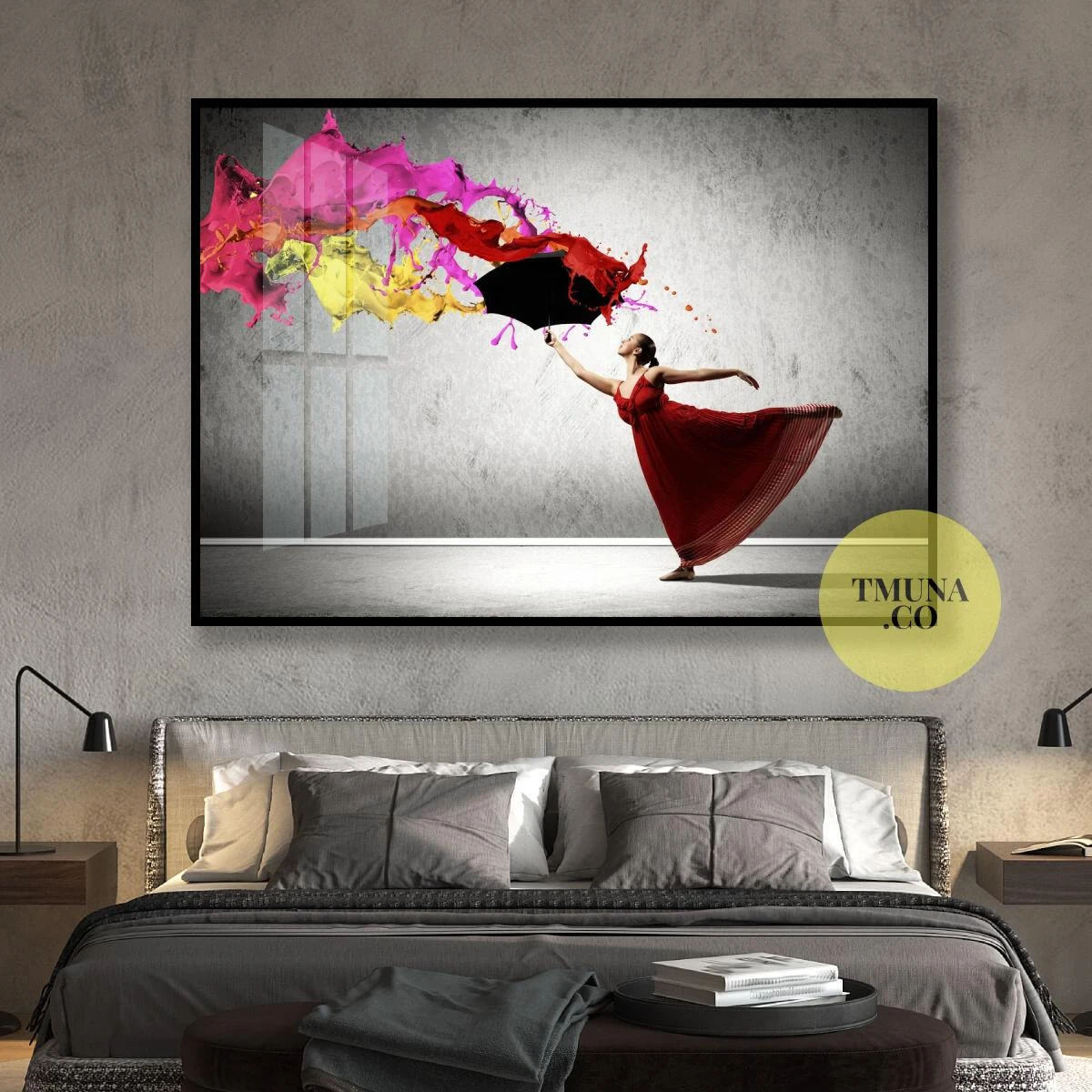 גשם של צבעים - תמונה של רקדנית בלט בהדפסה על קנבס או זכוכית לתליה בחדר שינה בפינת אוכל בסלון דגם 3728665