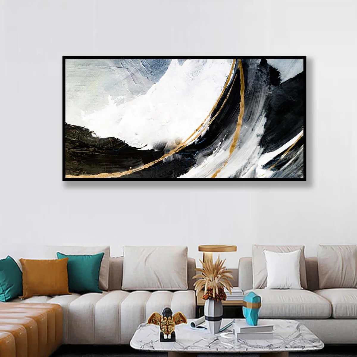 ציורים אבסטרקטים מעוצבים בסגנון מודרני - פאפי בצבעי שחור לבן ואפור סגנונות אבסטרקטי ומודרני לסלון או לפינת אוכל דגם 3728610