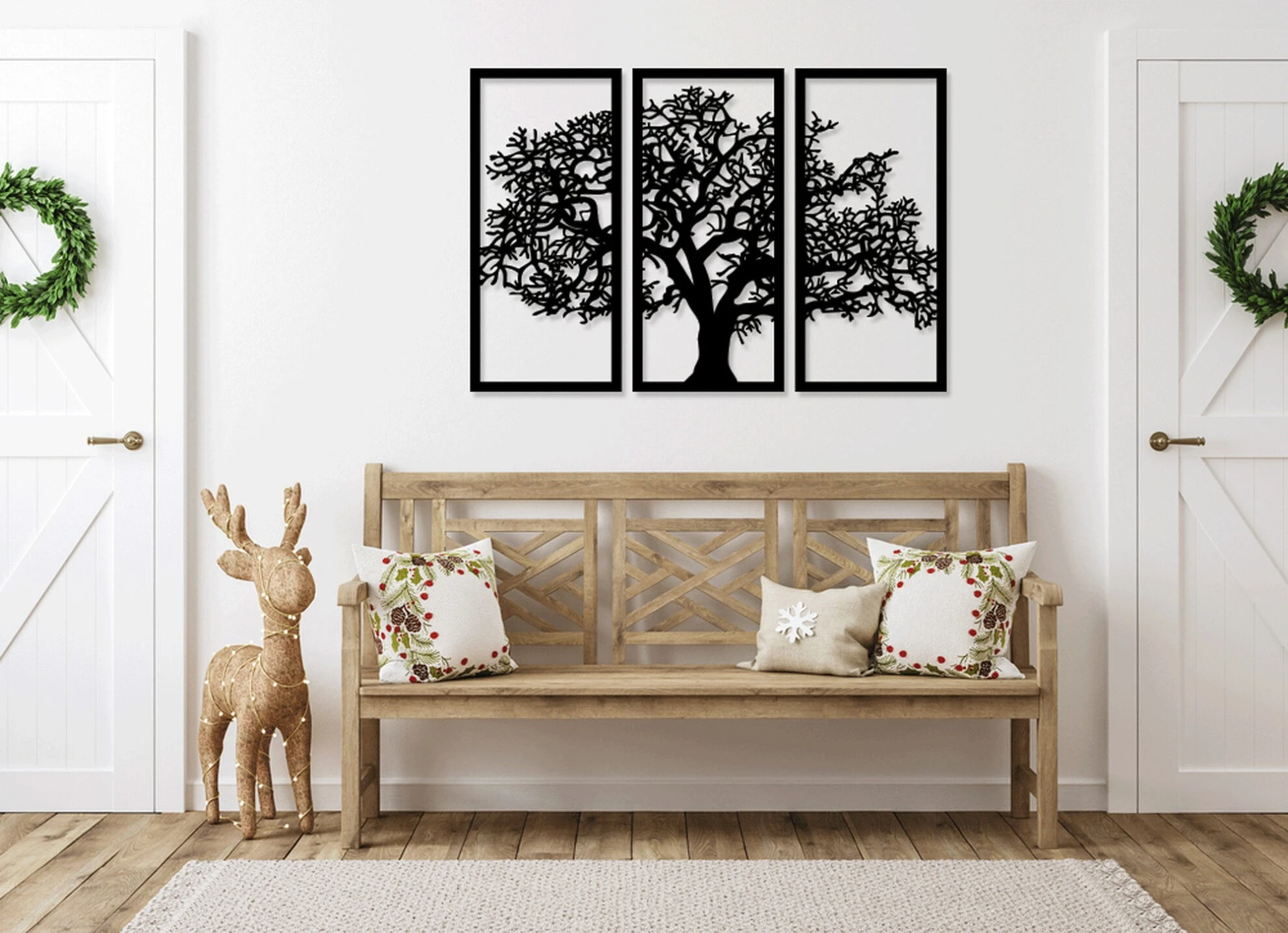 תמונות מתכת עץ גדול טבע ונופים, פרחים ועלים דגם DS062403