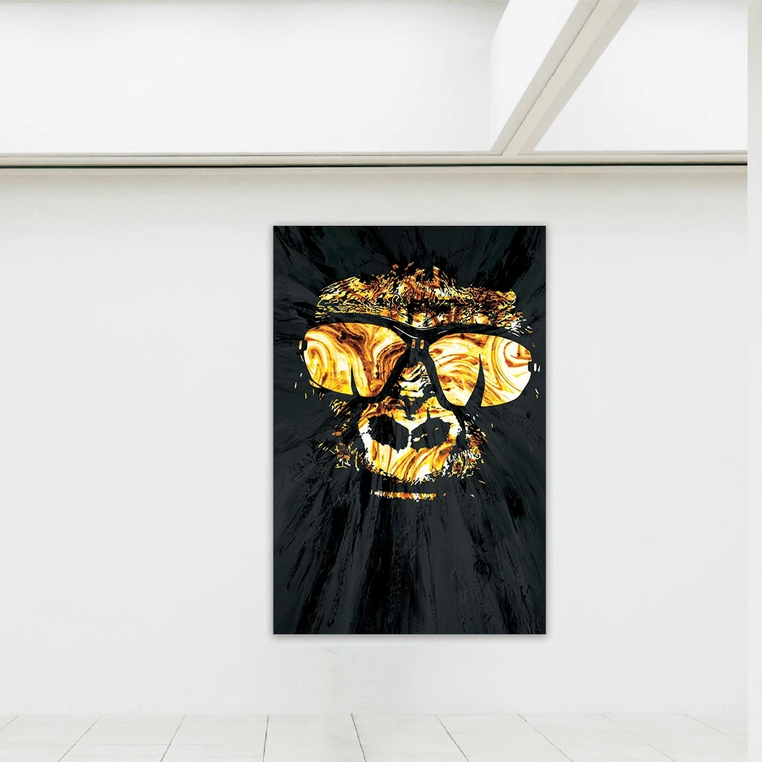 תמונות קנבס מיוחדת לחדר שינה קוֹף הדפסר על קנבס עלים ופרחים - דגם leotm46p2622