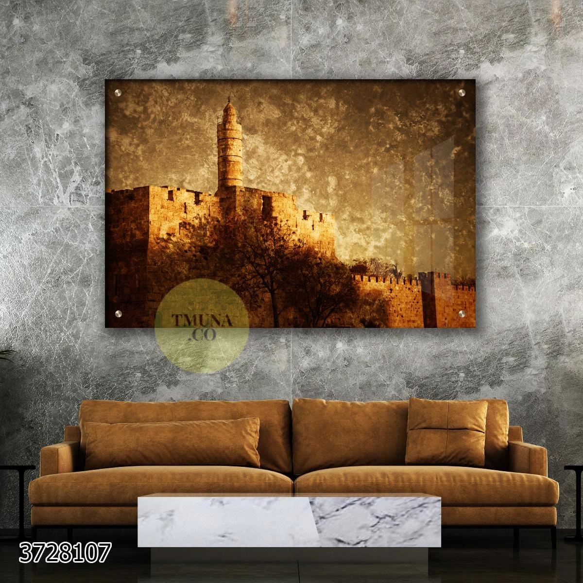 על חומות ירושלים - תמונה וינטג' על זכוכית לתלייה במשרד או סלון דגם 3728107