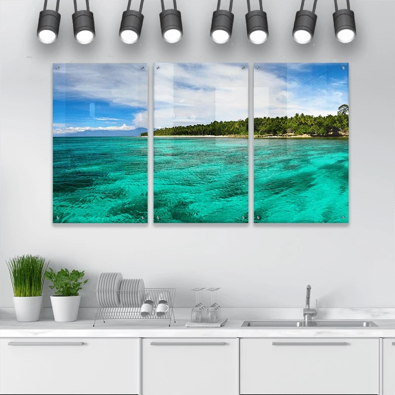 סט 3 תמונות זכוכית אי האהבה ציור בסגנון טבע ונופים - דגם Gleotm23082205