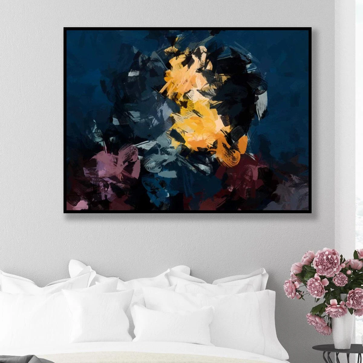 זוגיות - ציור רומנטי על קנבס או זכוכית סגנון אמנות מופשטת מתאימה לחדר שינה דגם 3728372