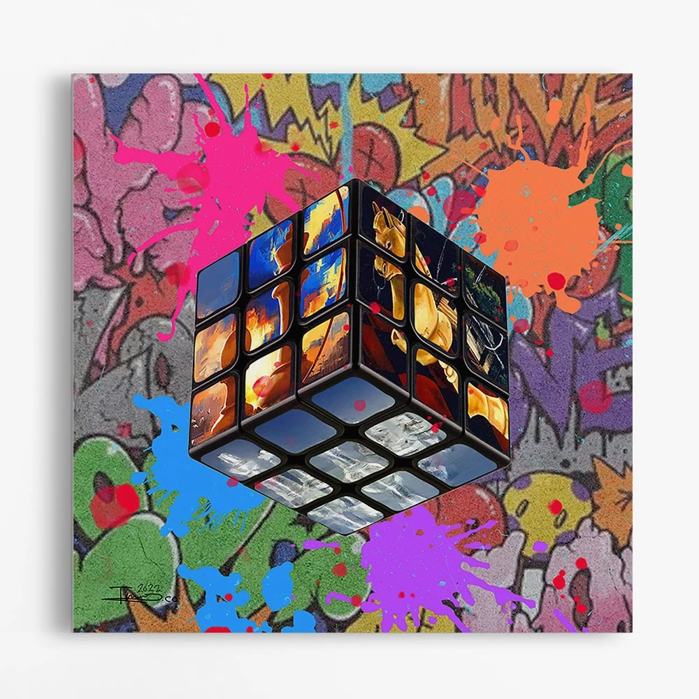 הדפס קוביה הונגרית לחדר ילדות תמונת גרפיטי קנבס שח מט II ציור בסגנון גרפיטי - דגם alvtm46p2640