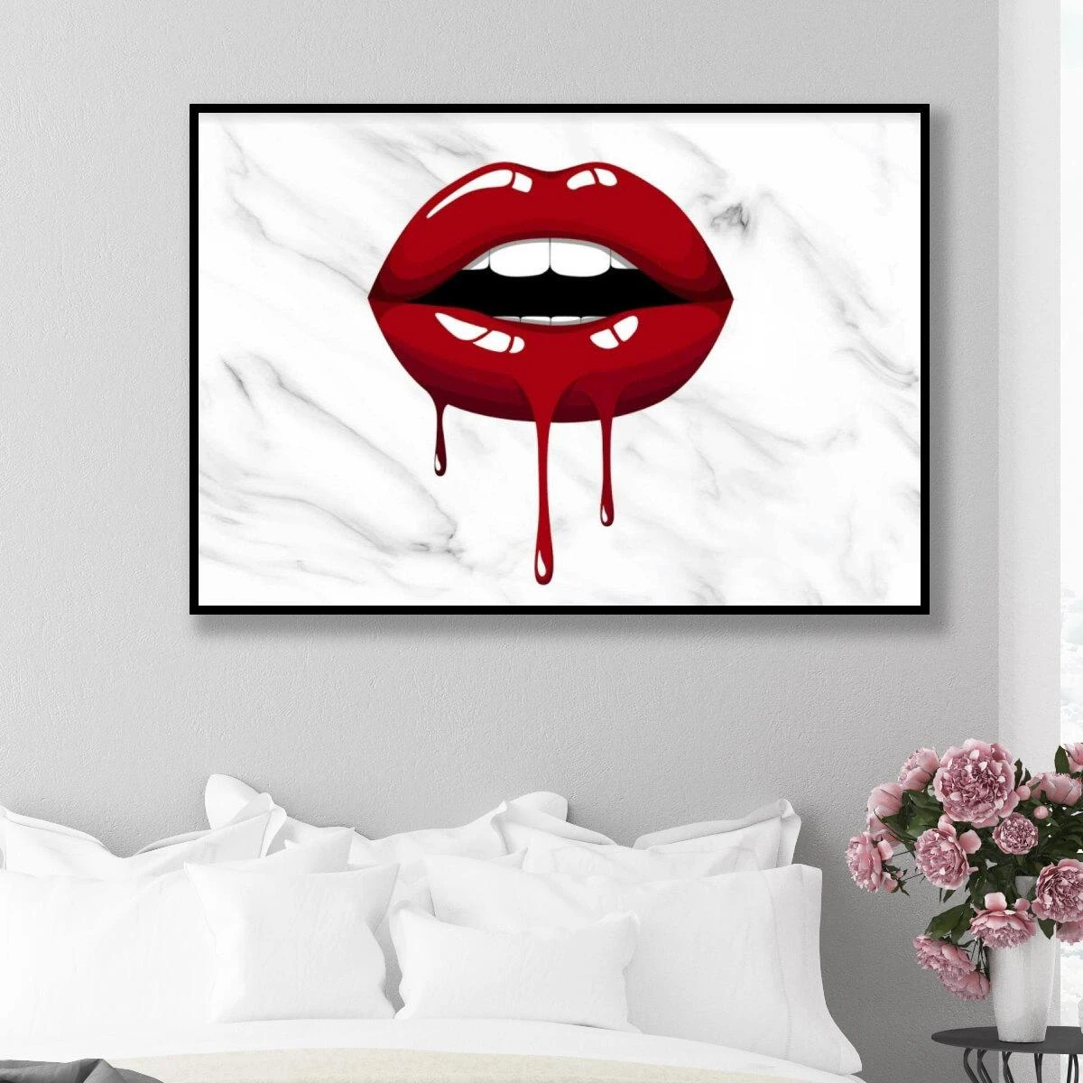 תמונה של שפתיים נוזלות על קנבס או זכוכית לחדר שינה או סטודיו דגם DL-377945