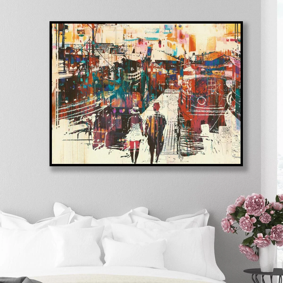 ציורי קירות וינטאג אמנותי של זוג - תמונה על קנבס או זכוכית למשרד או לחדר שינה דגם 3728362