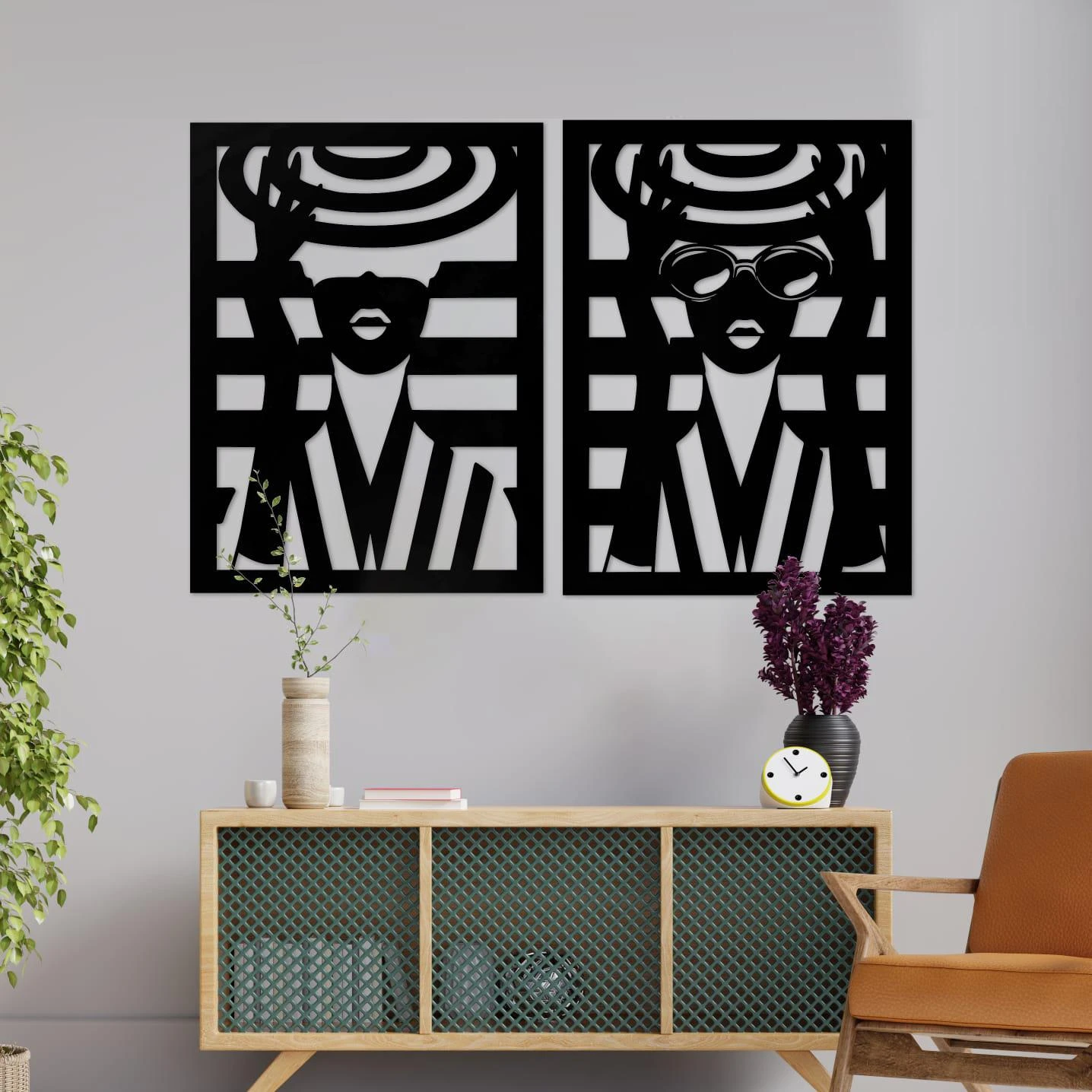 מובילות דעה - זוג תמונות מיוחדות בחיתוך בלייזר מתאימות לחדר שינה לפינת אוכל לכניסה לבית דגם m141-m142