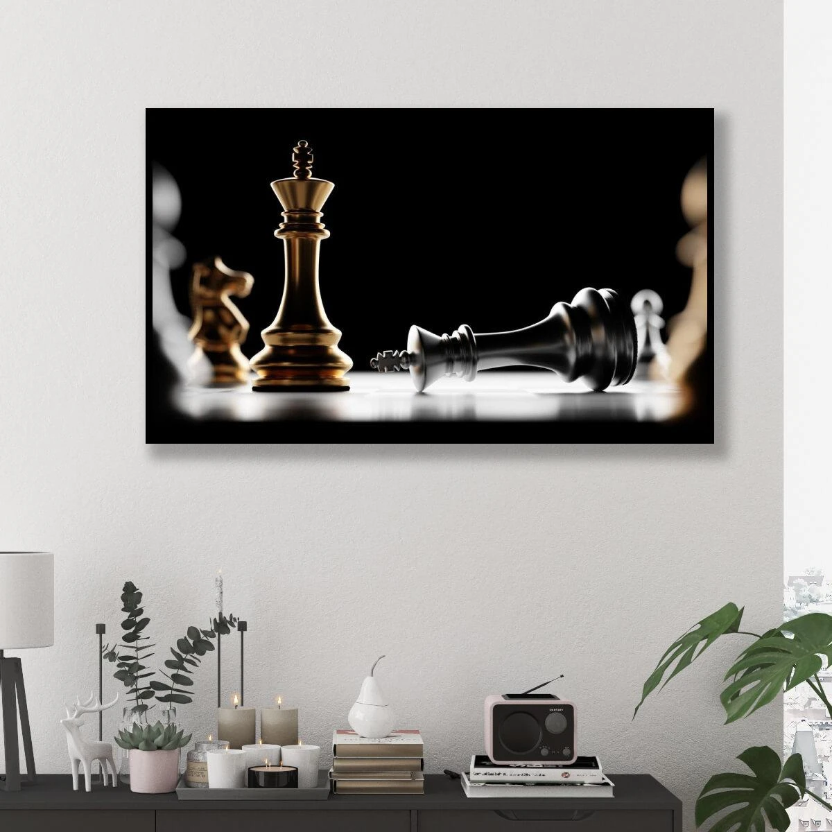 ניצחון ותבוסה - תמונה על זכוכית או קנבס מתאימה למשרדים מעוצבים או חדר שינה תמונה של שחמט דגם 3728224