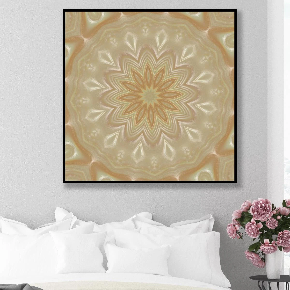 מנדלת מוקה - תמונות זכוכית או קנבס של מנדלות לסלון או לחדר שינה דגם 3728278