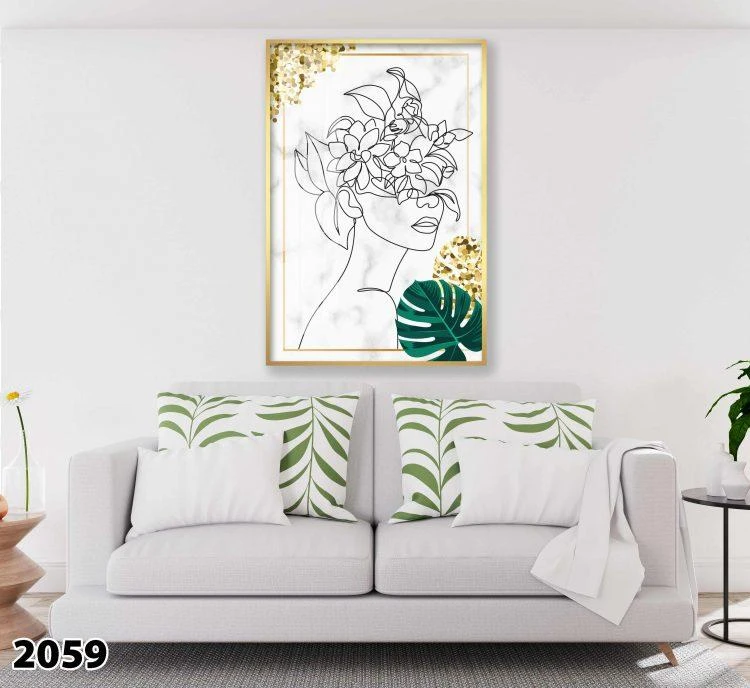 'אישה ופרח המצוייר' תמונה למטבח | תמונות קו על קנבס דגם 2059