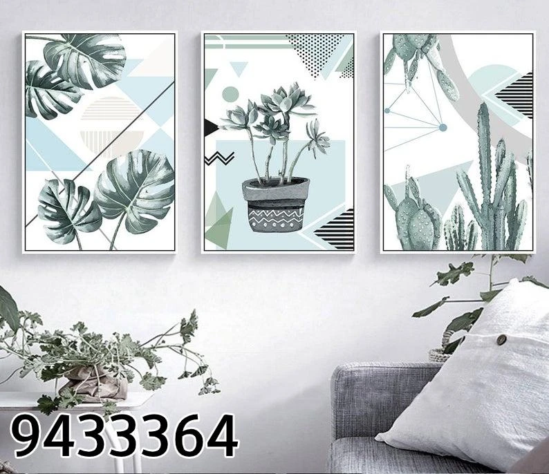 סט 3 תמונות טרופיות למטבח פינת אוכל על קנבס מק"ט 9433364