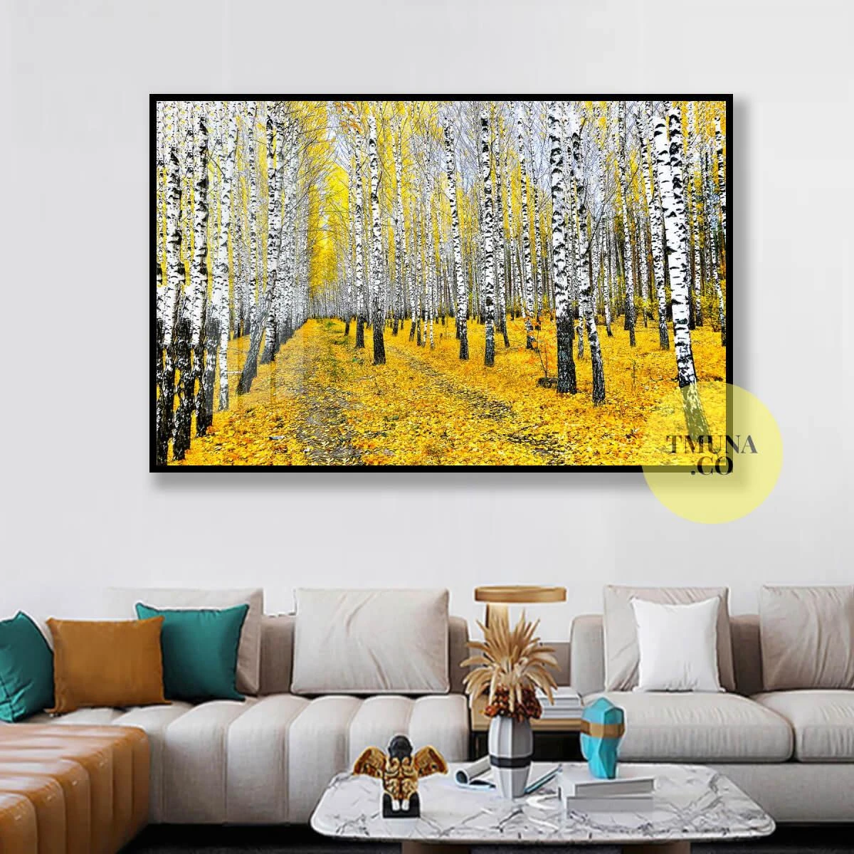 היער הצהוב - בחלק אחד או בשני חלקים לתלייה בסלון או בפינת אוכל דגם 3728673