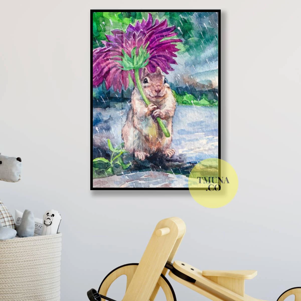 תמונת קנבס או זכוכית לחדר ילדים - הארנב שחיפש מחסה דגם 3728666