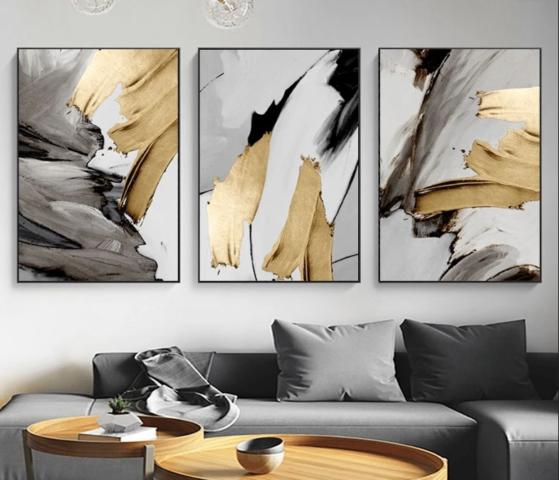 סט 3 תמונות זכוכית אווירה של חדשנות ציור בסגנון אבסטרקט - דגם G3913858