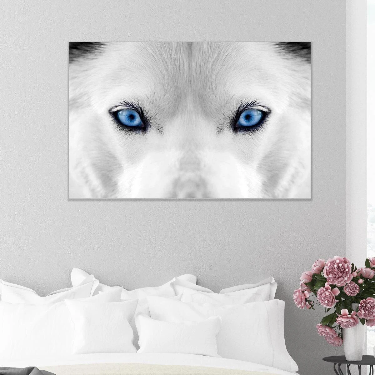 העין הכחולה - תמונה לסלון ולחדר שינה בגווני לבן דגם 3728414