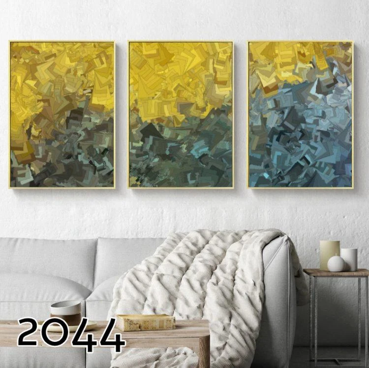 אבסטרקט זהב טורקיז - סט 3 תמונות אבסטרקטיות לסלון דגם 1024