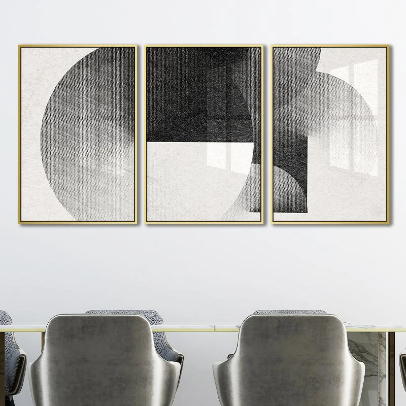 5 עיגולים - תמונות קנבס לפינת אוכל למטבח בשחור לבן דגם 135106