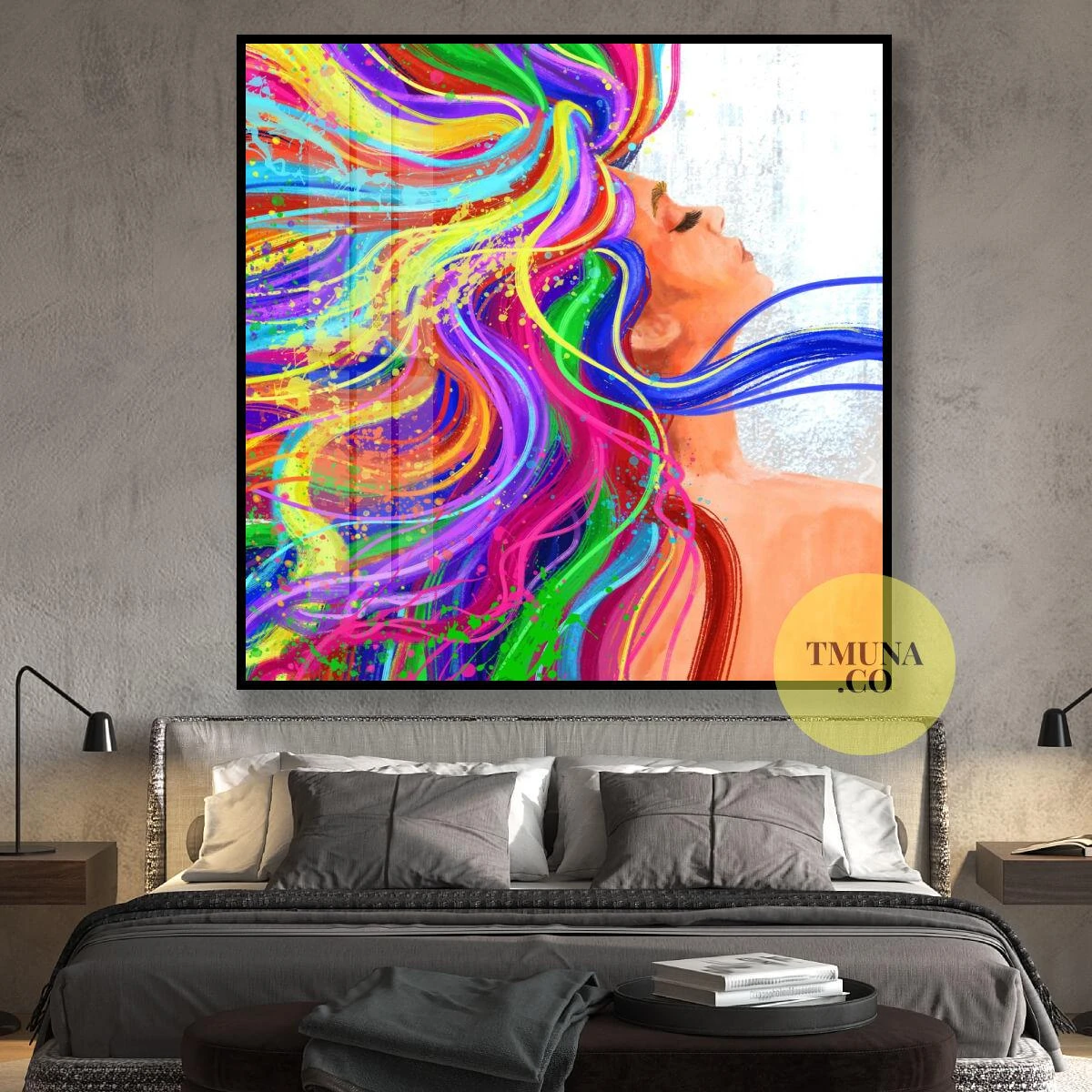 צבעונית ומיוחדת - פרינט על קנבס או זכוכית לתליה בחדר שינה סלון או קלינקה דגם 134874A