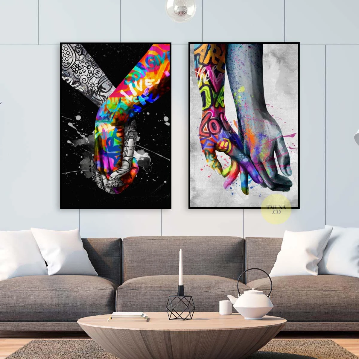 כשראש ולב נפגשים - הדפס פופ ארט אמנותי ורומנטי על קנבס כותנה או זכוכית לחדר שינה או לכניסה לבית דגם 134912