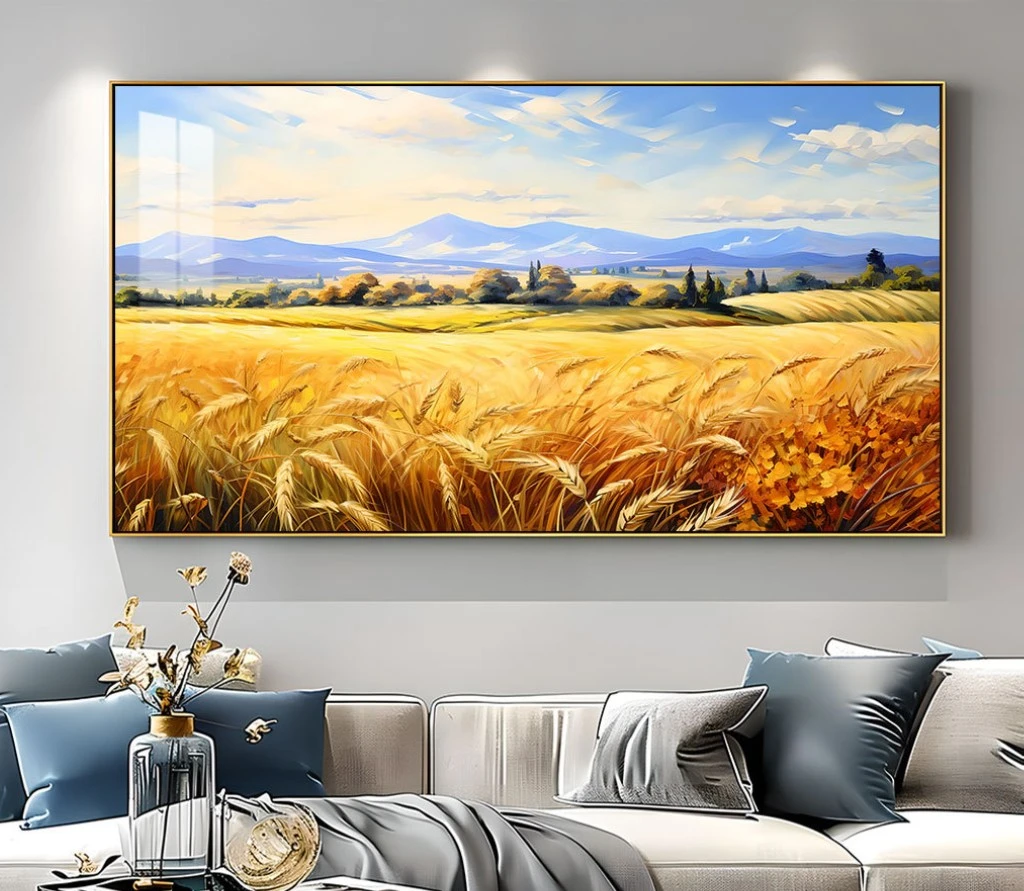 הנוף בקיבוץ הדפס על זכוכית או קנבס לבתים בסגנון כפרי - דגם 34163309