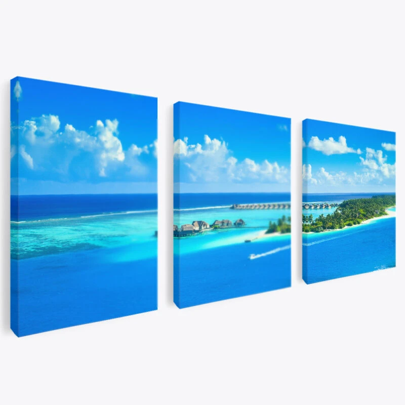 תמונות קנבס מחולקות של כחול סט תמונות בנושא ים וחופים דגם 1355453
