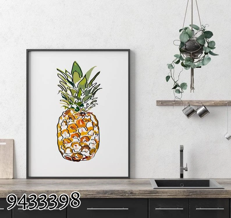 אננס - תמונה יפה למטבח מודפסת תמונת קנבס מק"ט 9433398