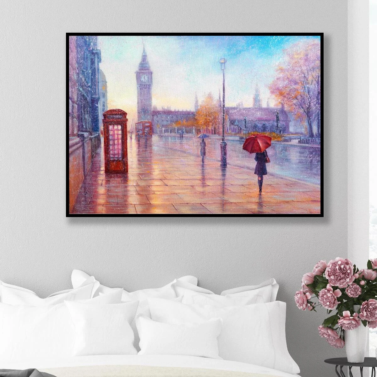 ציורים יפים | לונדון היפה עם אישה לחדר שינה או למשרד דגם 3728386