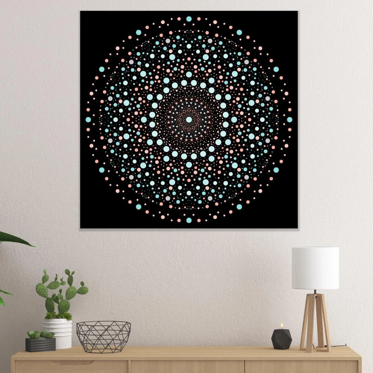 מנדלה נקודות - תמונות זכוכית או קנבס של מנדלה לפינת אוכל או לכניסה לבית דגם 3728282