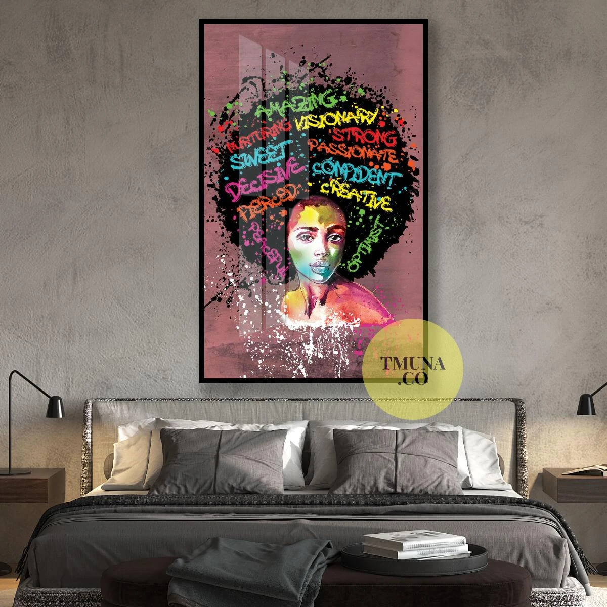 יצירתית - הדפס ייחודי מעורר השראה על קנבס או זכוכית לחדר שינה או לסטודיו או לקליניקה דגם 134935