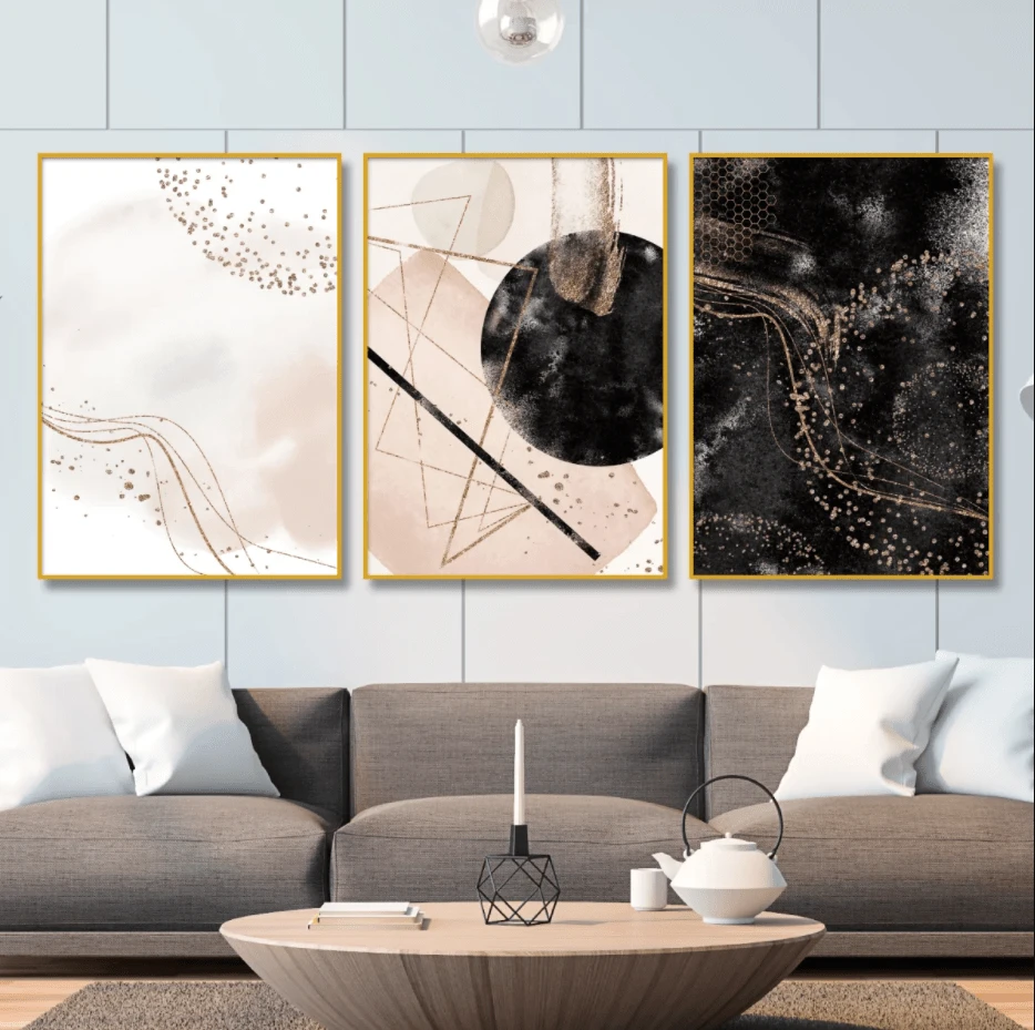 אבסטרקט נובמבר - סט שלוש תמונות לתלייה בסלון או במשרד בההדפסה על קנבס דגם 3728689