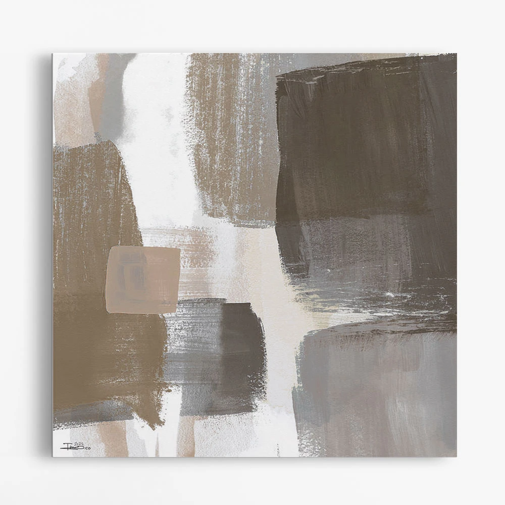 תמונה לחדר שינה אבסטרקט מרובע ציור בסגנון Abstract - דגם alvtm46p2537 בגווני חום