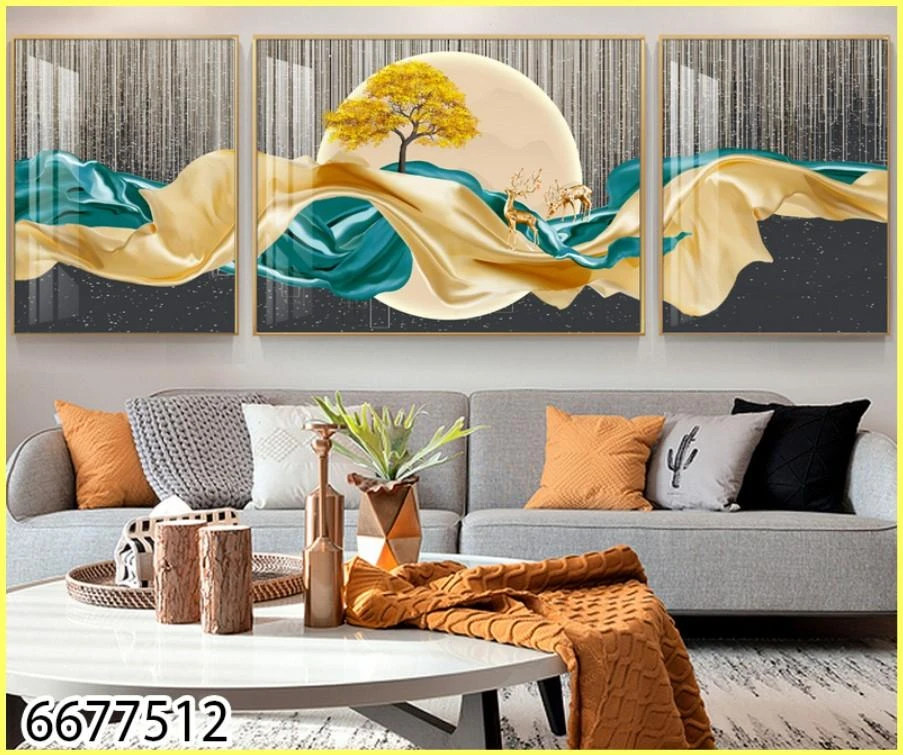 ‏‏תמונות זכוכית בשלושה חלקים 'על חוטי המשי' לתלייה בסלון בפינת אוכל או בלובי בניין דגם 6677512